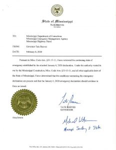 Mississippi Penitentiary Emergency Status Continuation