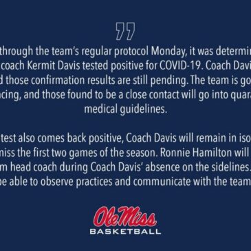 Ole Miss basketball coach Kermit Davis tests positive for COVID-19