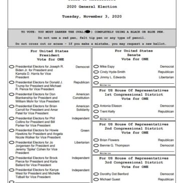 2020 Sample Ballot for November 3rd General Election